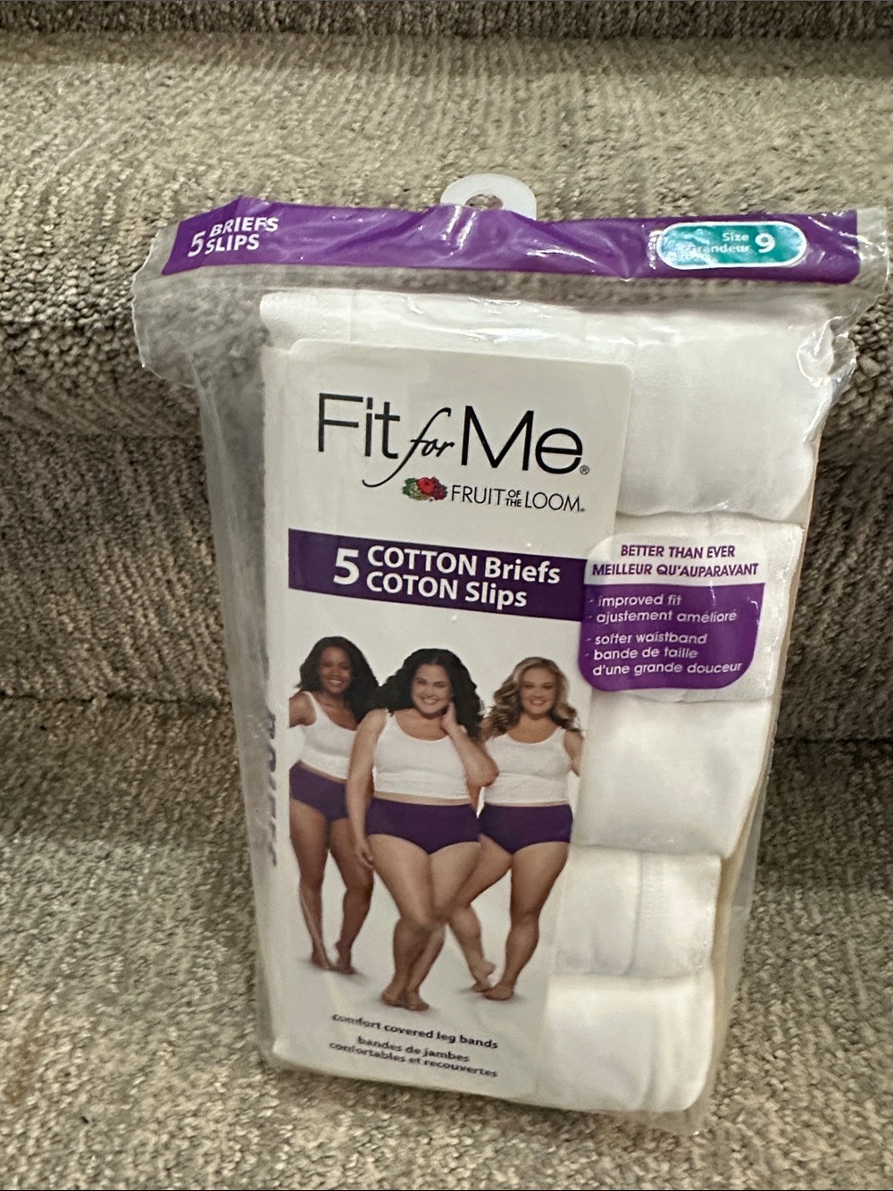 Fruit of the Loom Women's White Cotton Briefs size 9 hips 45-46.5 inches
